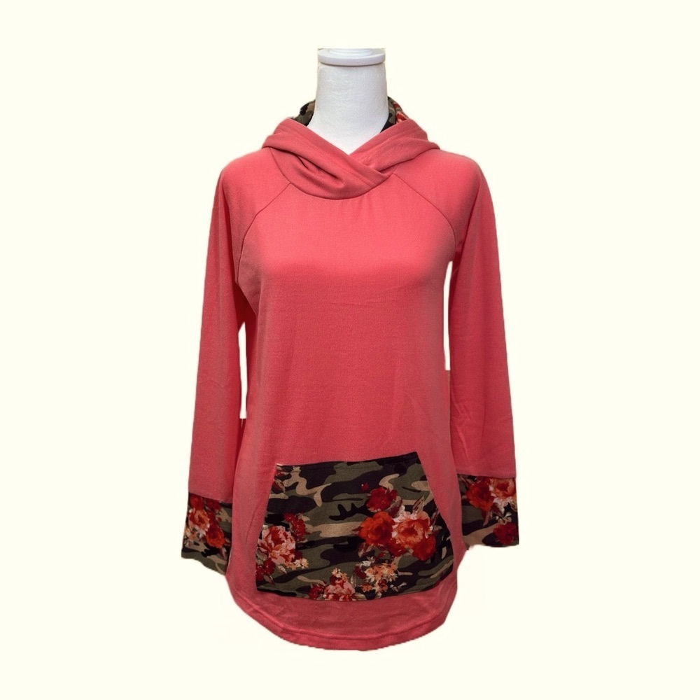 LuLaRoe Coral Floral Camo Hoodie